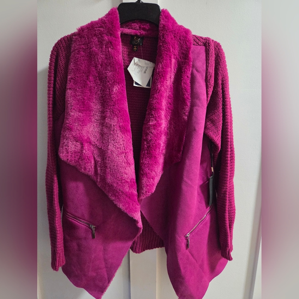Marshalls Fuchsia Teddy Jacket with Zipper Pockets